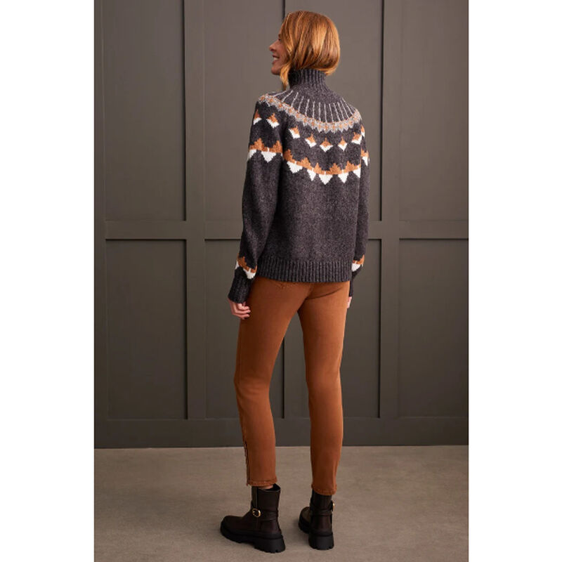 Tribal Mock Neck Intarsia Sweater Womens image number 1